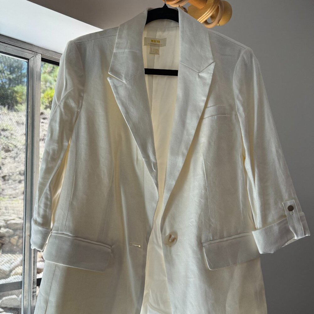 ANTHROPOLOGIE MAEVE | Cream Blazer with Elbow-Length Sleeves, Size Four (4)